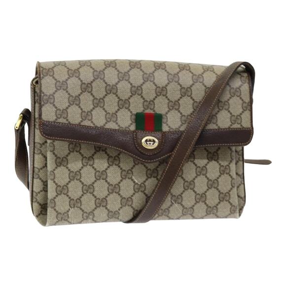 GUCCI GG Supreme Web Sherry Line Shoulder Bag Pvc Beige - Picture 1 of 16